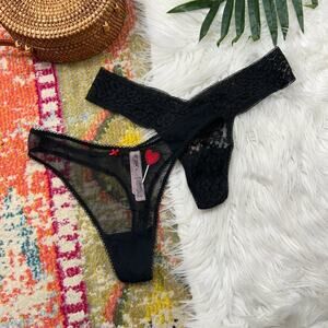 NEW Bundle of (2) Victoria's Secret Black Sexy Sheer Lace Undies Underwear